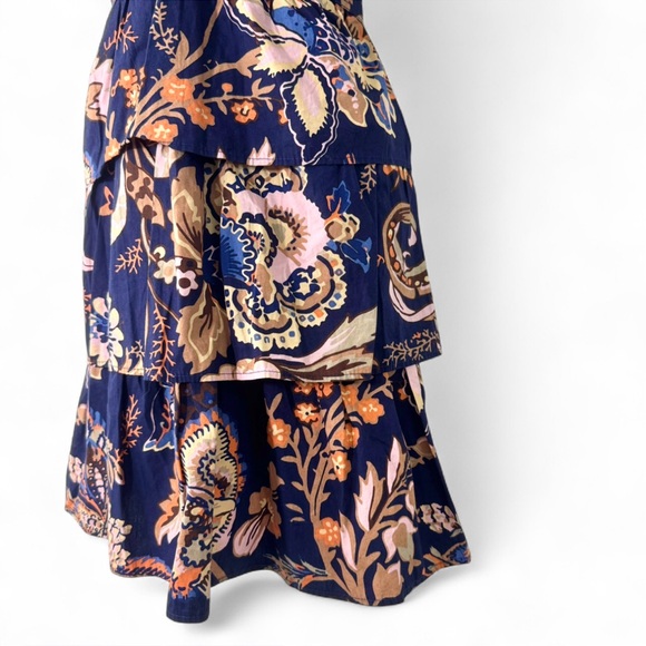 Anthropologie Navy Floral Ruffle A-Line Mini Dress Size L NWT $178 - Picture 7 of 9